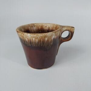 Hull Coffee Mug Vintage Brown Drip Cup Pottery Oven Proof‎ Glaze USA